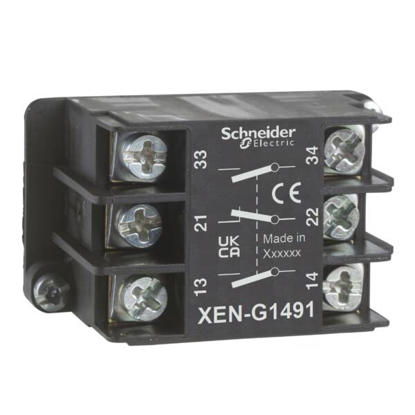 Harmony XAC, Single contact block, spring return, single speed, spring return, front mounting, 2 NO + 1 NC - Schneider Electric - XENG1491