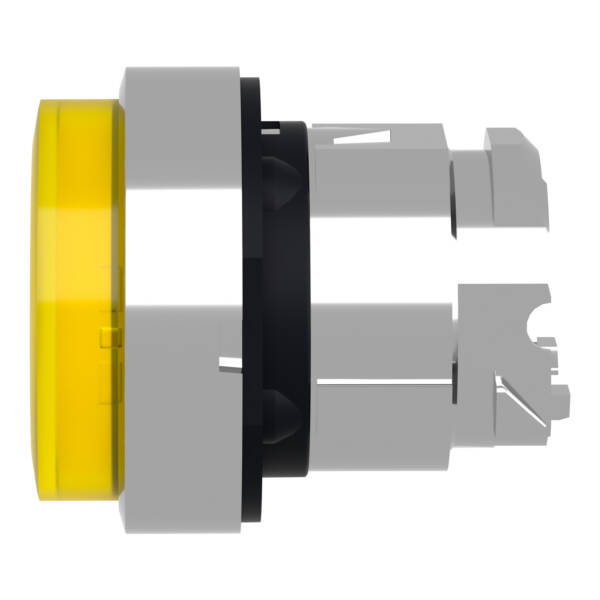 Head for illuminated push button, Harmony XB4, metal, yellow projecting, 22mm, universal LED, push-push, unmarked - Schneider Electric - ZB4BH83