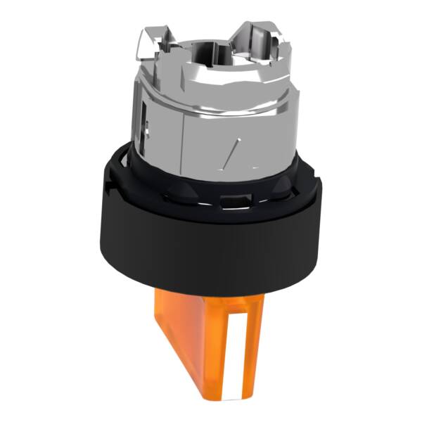 Head for illuminated selector switch, Harmony XB4, black metal, orange handle, 22mm, universal LED, 3 positions, - Schneider Electric - ZB4BK15537