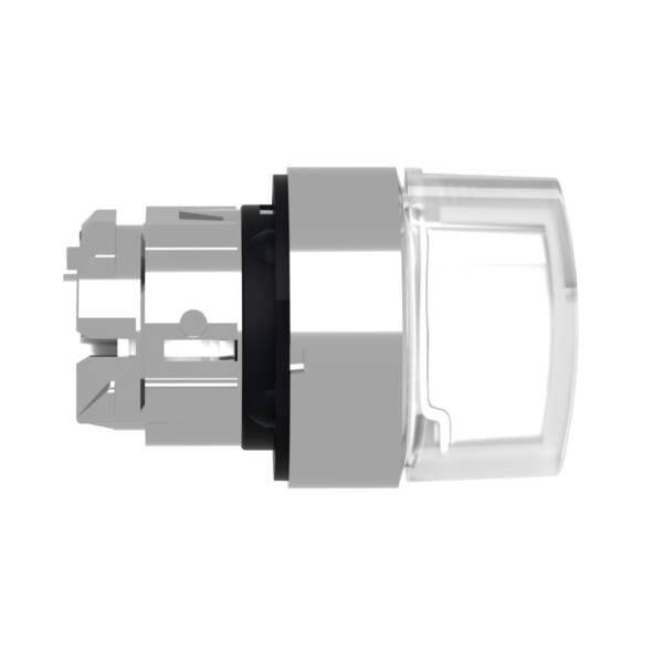 Head for illuminated selector switch, Harmony XB4, chromium metal, white handle, 22mm, universal LED, 3 positions, right to center - Schneider Electric - ZB4BK1813