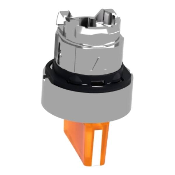 Head for illuminated selector switch, Harmony XB4, metal, orange handle, 22mm, universal LED, 3 positions, right to center - Schneider Electric - ZB4BK1853