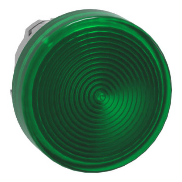 Head for pilot light, Harmony XB4, metal, green, 22mm, universal LED, grooved lens - Schneider Electric - ZB4BV033S