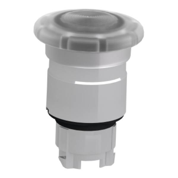 Head for illuminated push button, Harmony XB4, white, mushroom 40mm, 22mm, latching, push-pull to release, universal LED, unmarked - Schneider Electric - ZB4BW613