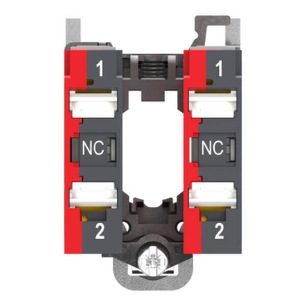 Complete body contact assembly, Harmony XB4, single contact, with fixing collar, metal, 2 NC, compact push in terminals - Schneider Electric - ZB4BZ1045