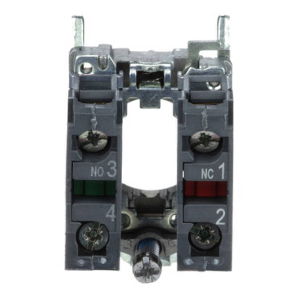 Single contact block with body/fixing collar, metal, screw clamp terminal, 1 NO + 1 NC - Schneider Electric - ZB4BZ105