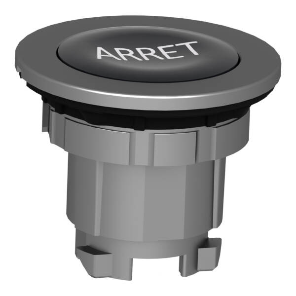 Head for non illuminated push button, Harmony XB4, flush mounted black flush caps pushbutton white marked "ARRET" - Schneider Electric - ZB4FA233