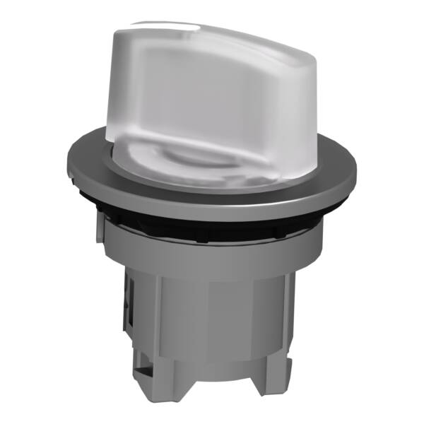 Head for illuminated selector switch, Harmony XB4, metal, white handle, 30mm, universal LED, 2 positions, stay put - Schneider Electric - ZB4FK1213
