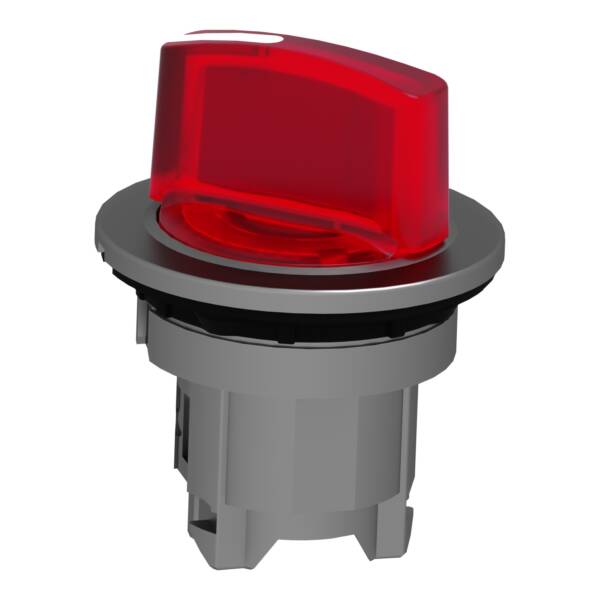 Head for illuminated selector switch, Harmony XB4, metal, red handle, 30mm, universal LED, 2 positions, stay put - Schneider Electric - ZB4FK1243