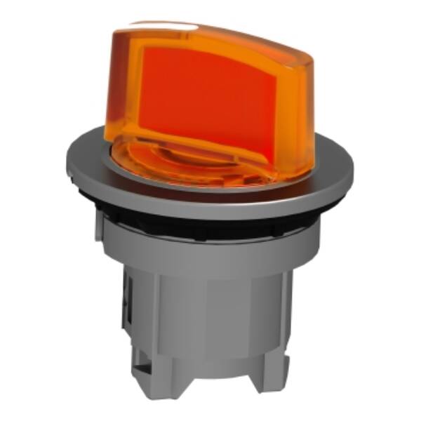 Head for illuminated selector switch, Harmony XB4, metal, orange handle, flush mounted, 30mm, universal LED, 2 positions - Schneider Electric - ZB4FK1253