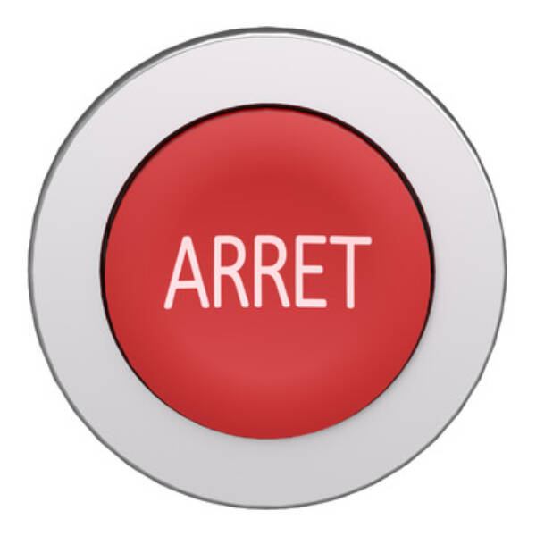 Head for non illuminated push button, Harmony XB4, flush mounted red projecting pushbutton white marked "ARRET" - Schneider Electric - ZB4FL433