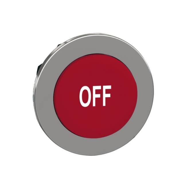 Head for non illuminated push button, Harmony XB4, flush mounted red projecting pushbutton white marked "OFF" - Schneider Electric - ZB4FL435