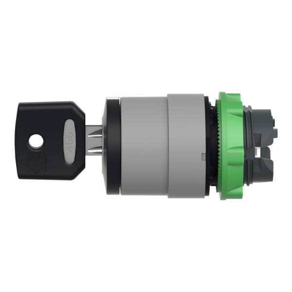 Harmony XB5, Key switch selector head, plastic, black, Ø22, key n°455, 3 positions, stay put, grey bezel - Schneider Electric - ZB5AG0C0