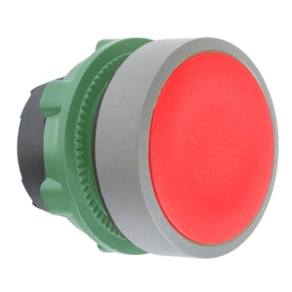 Harmony XB5, Push button head, plastic, flush, red, Ø22, push-push, unmarked, grey bezel - Schneider Electric - ZB5AH04C0