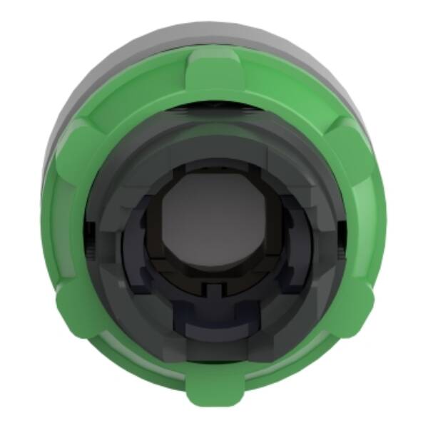 Head for illuminated push button, Harmony XB5, grey bezel, red projecting, 22mm, universal LED, push-push, unmarked - Schneider Electric - ZB5AH43C0