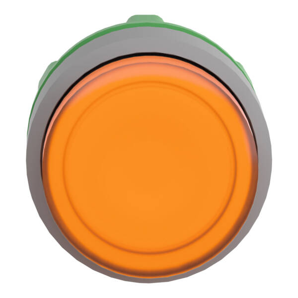 Head for illuminated push button, Harmony XB5, grey bezel, orange projecting, 22mm, universal LED, push-push - Schneider Electric - ZB5AH53C0