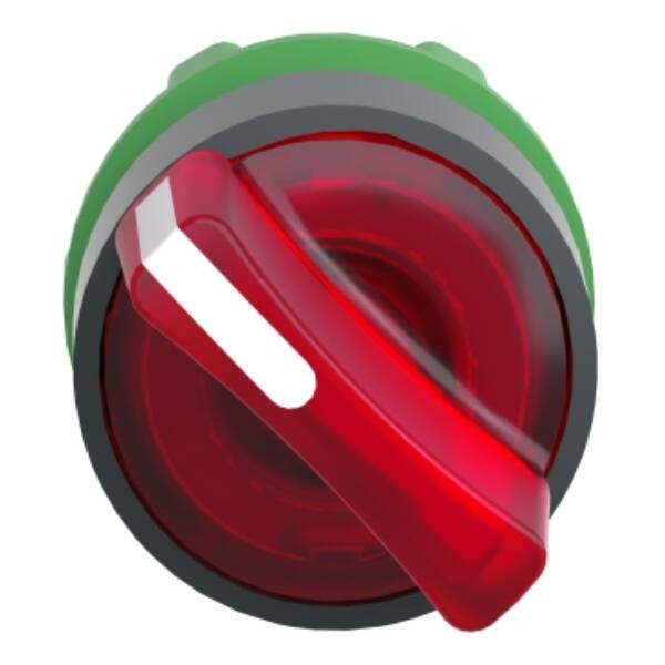 Head for illuminated selector switch, Harmony XB5, dark grey plastic, red handle, 22mm, universal LED, 2 positions - Schneider Electric - ZB5AK1243