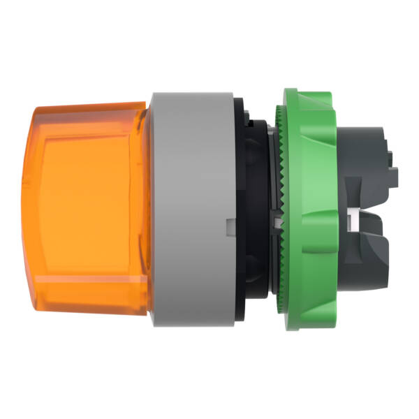 Head for illuminated selector switch, Harmony XB5, grey bezel, orange handle, 22mm, universal LED, 2 positions - Schneider Electric - ZB5AK1253C0