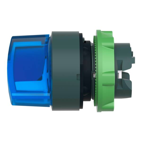 Head for illuminated selector switch, Harmony XB5, dark grey plastic, blue handle, 22mm, universal LED, 2 positions - Schneider Electric - ZB5AK1263