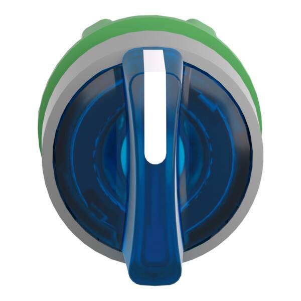 Head for illuminated selector switch, Harmony XB5, grey bezel, blue handle, 22mm, universal LED, 3 positions, stay put - Schneider Electric - ZB5AK1363C0