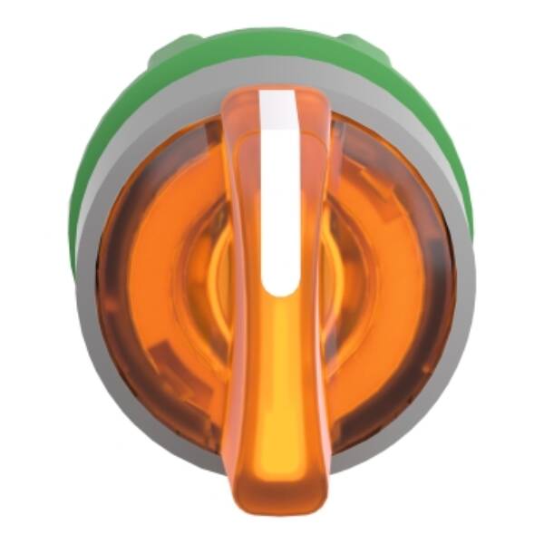 Head for illuminated selector switch, Harmony XB5, grey bezel, orange handle, 22mm, universal LED, 3 positions, - Schneider Electric - ZB5AK1553C0