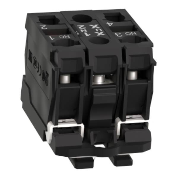 Complete body/contact assembly and light block, Harmony XB5, plastic, universal LED, body/fixing collar, 1NO + 1NC, 24V AC DC - Schneider Electric - ZB5AW0B15