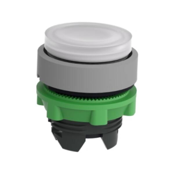 Head for illuminated push button, Harmony XB5, grey bezel, white projecting, 22mm, universal LED, plain lens - Schneider Electric - ZB5AW113C0