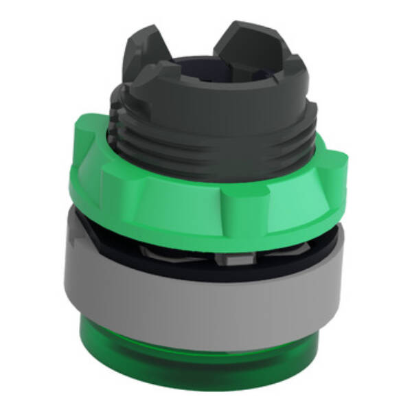 Head for illuminated push button, Harmony XB5, grey bezel, green projecting, 22mm, universal LED, grooved lens - Schneider Electric - ZB5AW133SC0