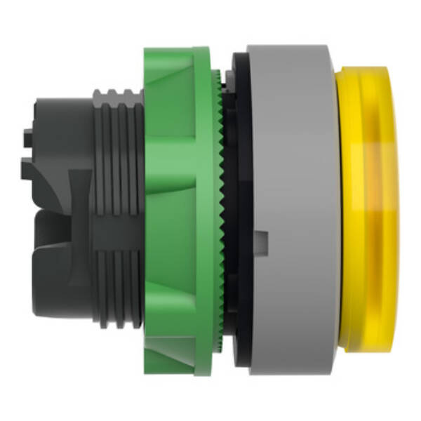 Head for illuminated push button, Harmony XB5, grey bezel, yellow projecting, 22mm, universal LED, grooved lens - Schneider Electric - ZB5AW183SC0