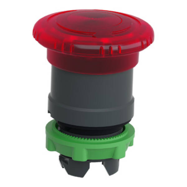 Head for illuminated emergency switching off push button, Harmony XB5, plastic, red mushroom 40mm, 22mm, universal LED, turn to release - Schneider Electric - ZB5AW743