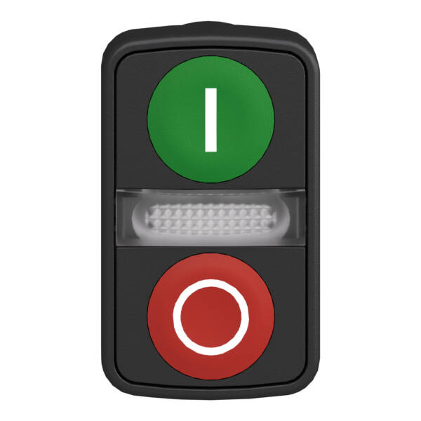 green flush/red flush illuminated double-headed pushbutton Ø22 with marking - Schneider Electric - ZB5AW7A3741