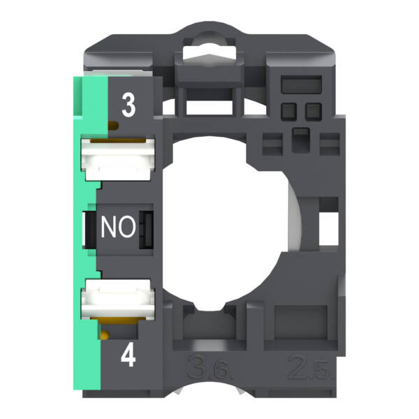 Complete body contact assembly, Harmony XB5, single contact, with fixing collar, plastic, 1NO, compact push in terminals - Schneider Electric - ZB5AZ1015
