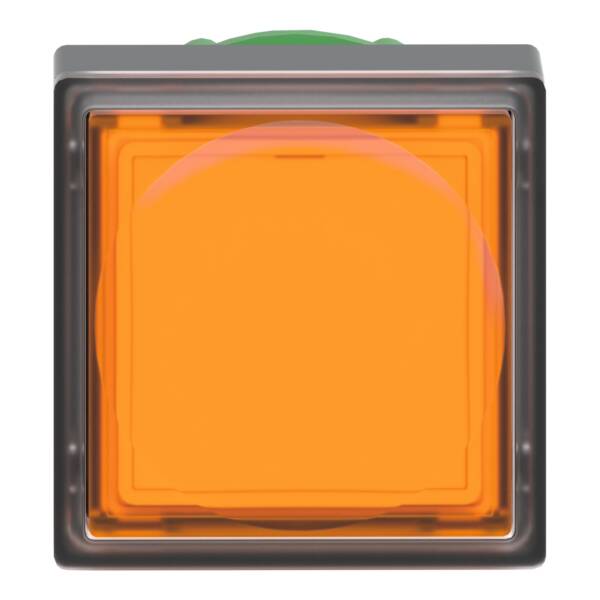 Head for illuminated push button, Harmony XB5, plastic, orange square flush, 22mm, universal LED, push-push, unmarked - Schneider Electric - ZB5CH353