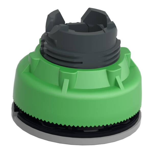 Head for illuminated push button, Harmony XB5, grey bezel, white projecting, 30mm, universal LED, push-push, unmarked - Schneider Electric - ZB5FH13C0