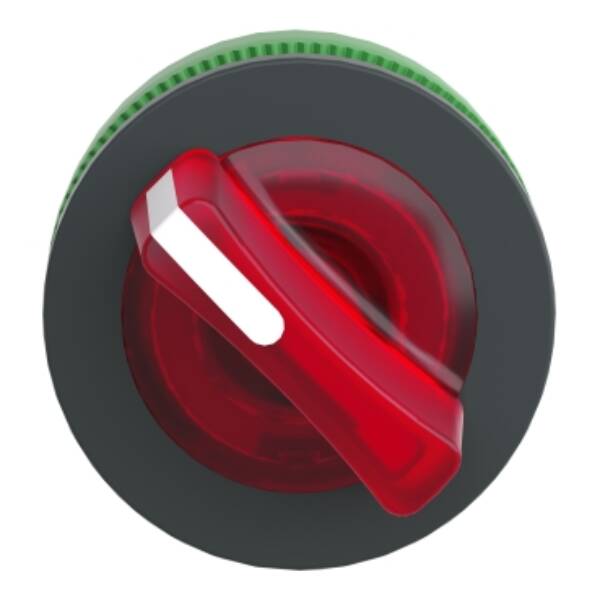 Head for illuminated selector switch, Harmony XB5, plastic, red handle, universal LED, 2 positions, stay put - Schneider Electric - ZB5FK1243