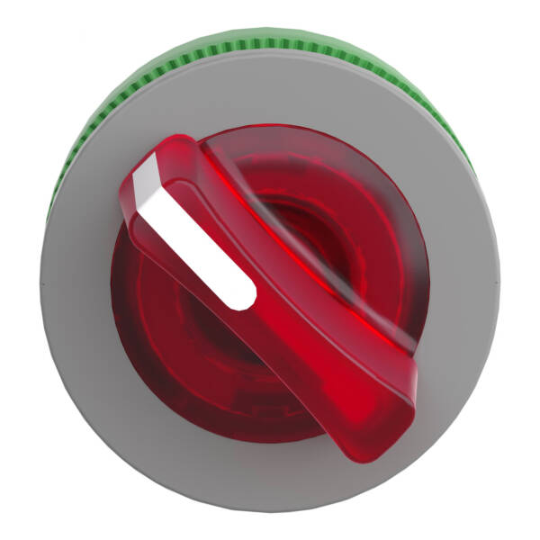 Head for illuminated selector switch, Harmony XB5, grey bezel, red handle, flush mounted, 30mm, universal LED, 2 positions - Schneider Electric - ZB5FK1243C0