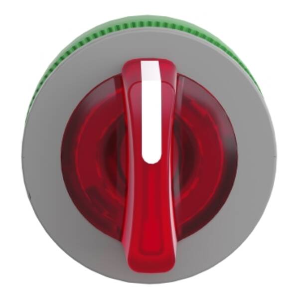 Head for illuminated selector switch, Harmony XB5, grey bezel, red handle, flush mounted, 30mm, universal LED, 3 positions - Schneider Electric - ZB5FK1343C0