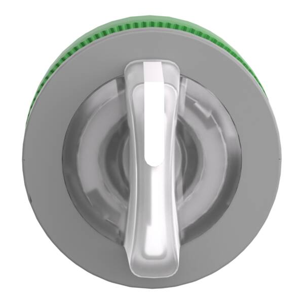 Head for illuminated selector switch, Harmony XB5, grey bezel, white handle, 30mm, universal LED, 3 positions, - Schneider Electric - ZB5FK1513C0