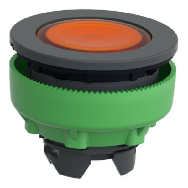 Head for illuminated push button, Harmony XB5, antimicrobial, plastic, orange, 30mm, universal LED, plain lens - Schneider Electric - ZB5FW353