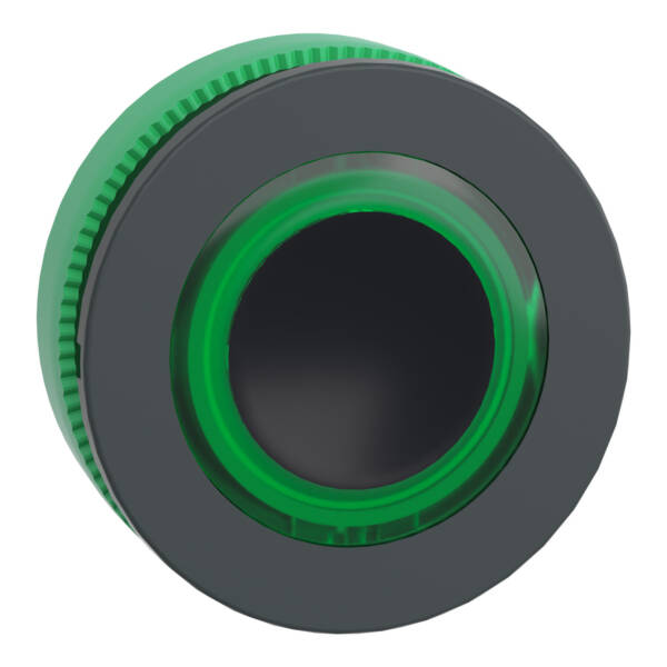 Head for illuminated push button, Harmony XB5, plastic, green flush mounted, 30mm, universal LED, illuminated ring - Schneider Electric - ZB5FW933