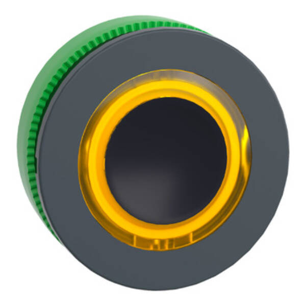 Head for illuminated push button, Harmony XB5, plastic, yellow flush mounted, 30mm, universal LED, illuminated ring - Schneider Electric - ZB5FW983