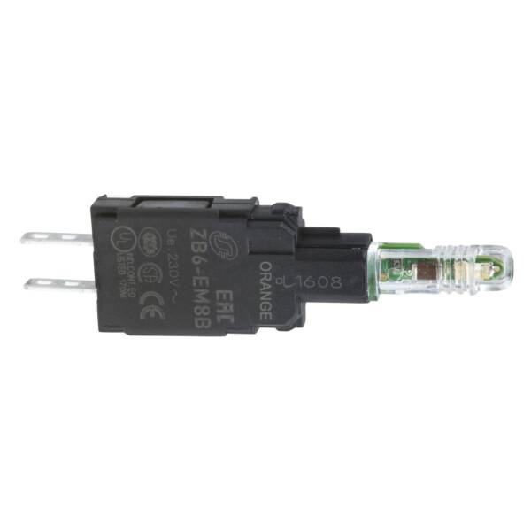 orange light block with body/fixing collar with integral LED 230...240V - Schneider Electric - ZB6EM8B