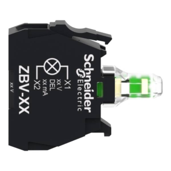 Light block, Harmony XB4, Harmony XB5, 22mm, universal LED, screw clamp terminal, 110...240V AC - Schneider Electric - ZBVGM1T