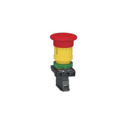Emergency stop switching off, Harmony XB5, plastic, red mushroom 40mm, 22mm, trigger latching turn to release, 1NC with monitoring - Schneider Electric - XB5AS8446