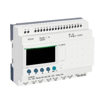 modular smart relay Zelio Logic - 26 I O - 12V DC - clock - display - Schneider Electric - SR3B261JD