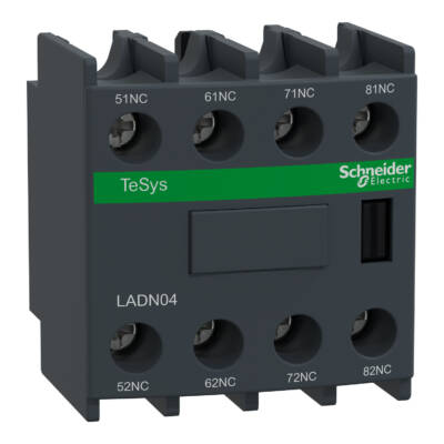 Auxiliary contact block, TeSys D, 4NC, front mounting, screw clamp terminals - Schneider Electric - LADN04