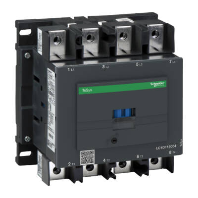 TeSys D contactor - 4P(4 NO) - AC-1 - <= 440 V 200 A - 110 V AC 50/60 Hz coil - Schneider Electric - LC1D1150046F7