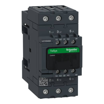 TeSys D contactor - 3P(3 NO) - AC-3 - <= 440 V 40 A - 220 V AC 50/60 Hz coil - Schneider Electric - LC1D40AM7