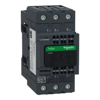 TeSys D contactor - 3P(3 NO) - AC-3 - <= 440 V 50 A - 48 V AC 50/60 Hz coil - Schneider Electric - LC1D50A3E7