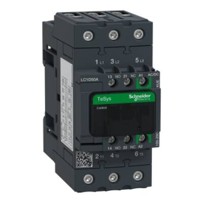 TeSys D contactor - 3P - <= 440 V - 50 A AC-3 - 100...250 V AC/DC coil - Schneider Electric - LC1D50AKUE