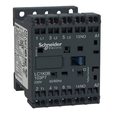 TeSys K contactor - 3P - AC-3 <= 440 V 6 A - 1 NO aux. - 230 V AC coil - Schneider Electric - LC1K06103P7
